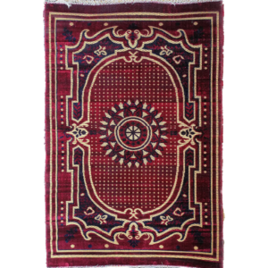 Luxurious Maroon and Gold Medallion Rug for Home Décor