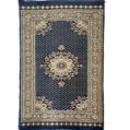 Pakistani Dark Blue Medallion Rug with Gold and Beige Floral Design